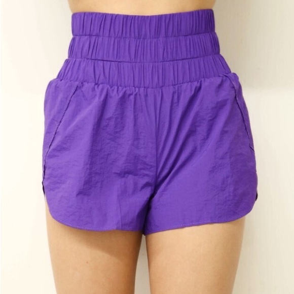 Pants - Women’s High Waisted Purple Running Shorts